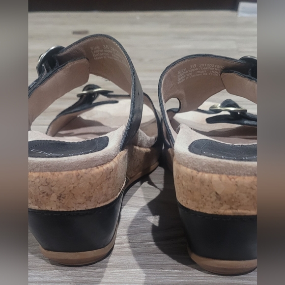 Dansko women's black smooth leather double strap mule sandal shoes size Euro 38 - Picture 3 of 7